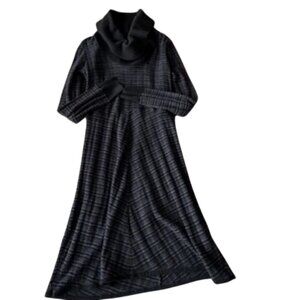 PrAna Women's Sweater Dress Black & Gray Blue Crew Neck Dress Size Medium